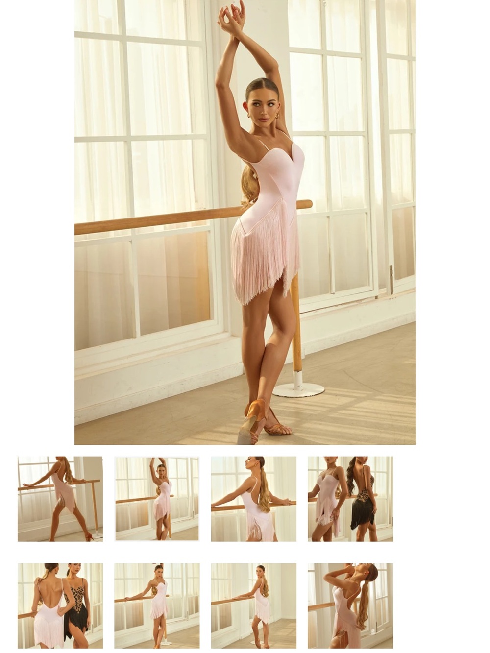 ZYM Dancewear Pink Fringe Latin Dance Dress